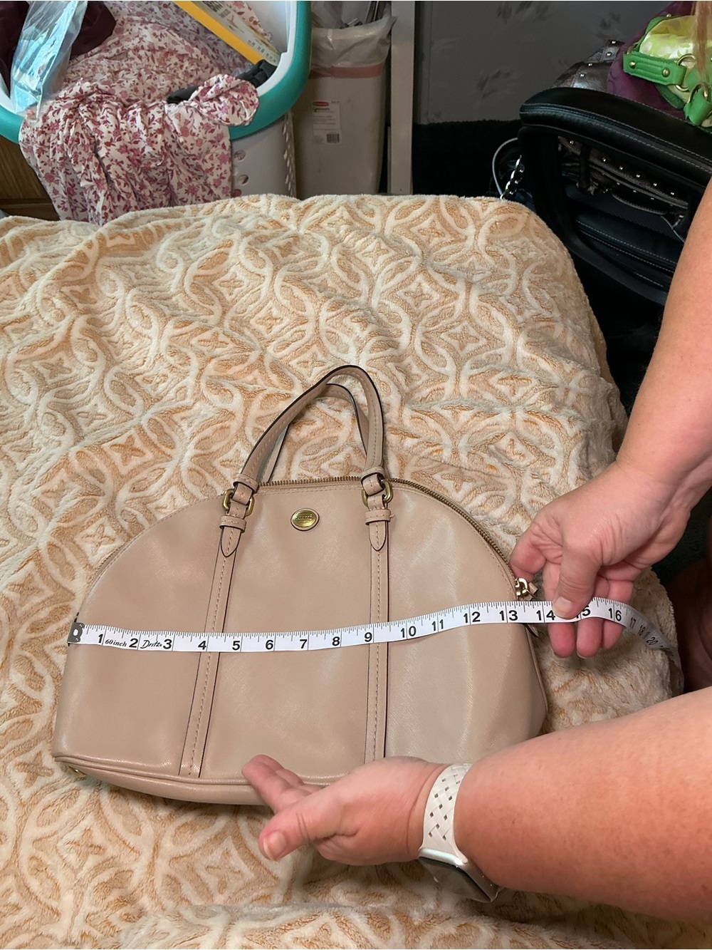Coach Dome Satchel Handbag – Blush Beige Leather - Picture 3 of 9